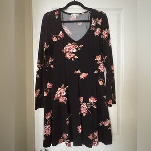 Nine Britton Black Dress with Pink Floral Print